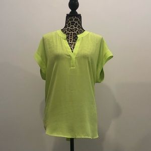 Cynthia Steffe, neon green shirt sleeve blouse, XL, excellent condition!